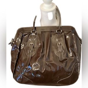 Faux Patented Leather Brown Large bag NWOT